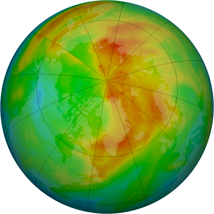 Arctic ozone map for 19 March 1993